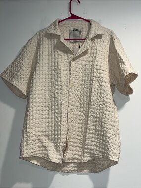 OAS Cuba waffle shirt in Ecru NWT